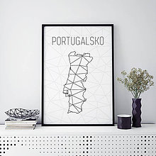 Grafika - PORTUGALSKO, minimalistická mapa - 9796613_