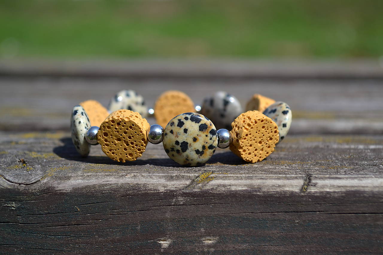 Dalmatínsky jaspis a láva náramok