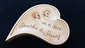 Prstene - Drevený podnos na obrúčky - 9800225_