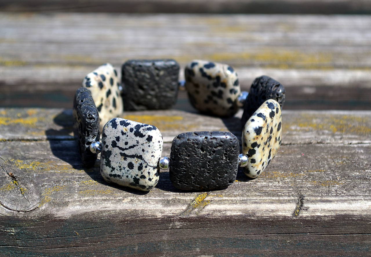 Dalmatínsky jaspis a láva náramok