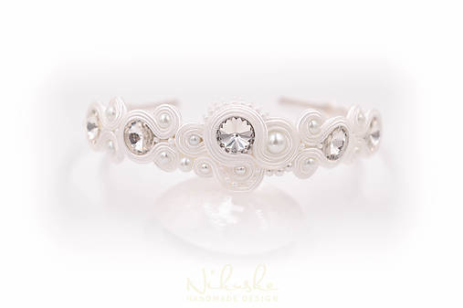 Ozdoby do vlasov - Svadobná soutache čelenka - 9801423_