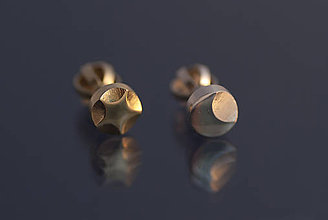 Náušnice - Náušnice zlaté kombinovaný pár (mesiačik a päťcípa hviezdička) - 9803055_