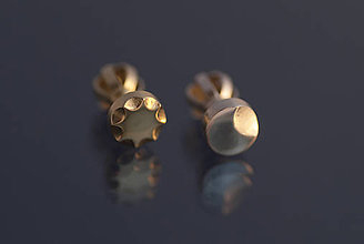 Náušnice - Náušnice zlaté kombinovaný pár (mesiačik a slniečko) - 9803057_