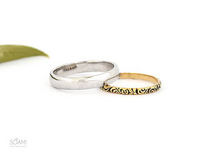 Prstene - Snubné prstene obrúčky 585/1000 zlatý a 925/1000 strieborný prsteň - 9803426_