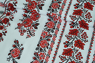 Textil - Látka Vyšívané bordúry ruží - 9803561_