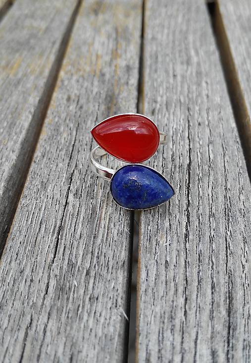 Lapis Lazuli  a Achát prsteň Ag 925/1000