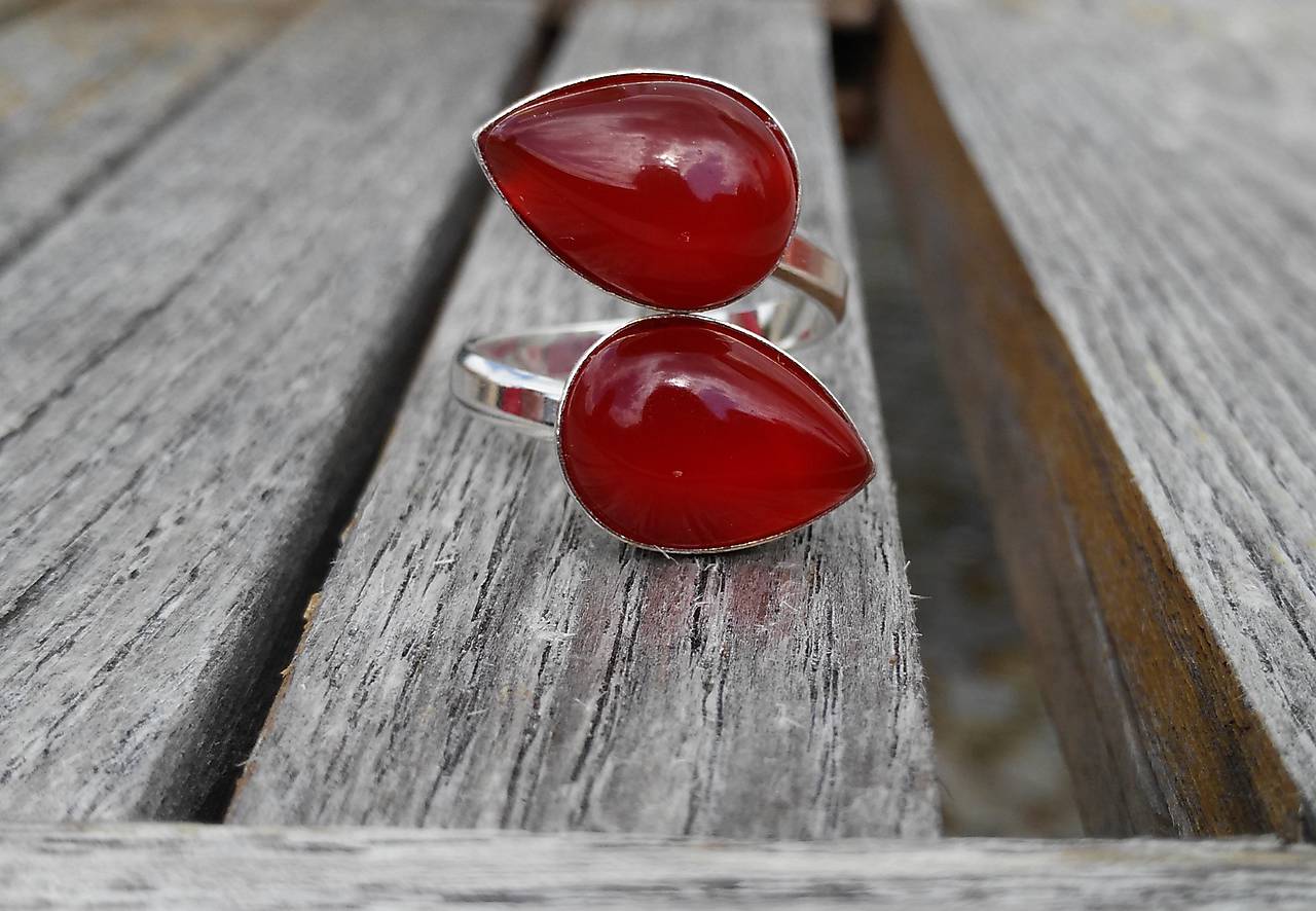 Achát červený prsteň Ag 925