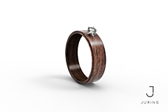  - Zásnubný drevený prsteň JURING - Orech & Zirkón  - 9804457_