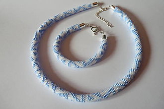 Sady šperkov - Jemná modrá súprava náhrdelník a náramok - 9810033_