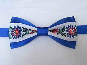 Pánske doplnky - motýlik pánsky FOLK modrý IV. (s modrými kvetmi) - 9809948_