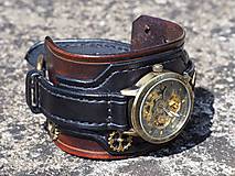Náramky - Steampunk hodinky hnedo čierne - 9811413_