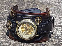Náramky - Steampunk hodinky hnedo čierne - 9811417_