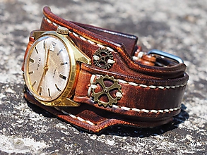 Náramky - Kožený remienok na starožitné hodinky Prim II - 9811304_
