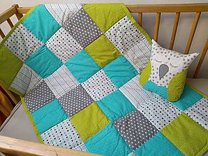 Detský textil - Detská deka Tyrkys/Kiwi - 9810777_