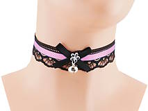 Náhrdelníky - Růžový obojok náhrdelník čipkový, kitten play obojok SWE1 - 9814268_