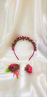 Sady šperkov - Kvetinový svadobný set v bordovej a ružovej farbe - 9813052_