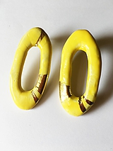 Náušnice - žlté elipsy /keramika/ - 9818097_