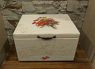 Úložné priestory & Organizácia - Drevená maxi krabica s jesennou kyticou - 9816912_