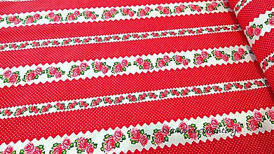 Textil - Bavlnená látka -Ružičky v páse - cena za 10 cm - 9819720_