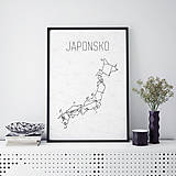 Grafika - JAPONSKO, minimalistická mapa - 9818636_