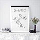 Grafika - CHORVÁTSKO, minimalistická mapa - 9819382_