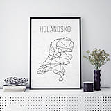 Grafika - HOLANDSKO, minimalistická mapa - 9819407_