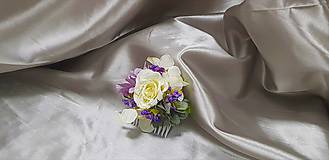 Béžovo - fialový kvetinový hrebienok do vlasov