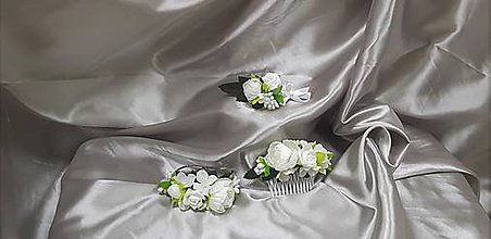 Sady šperkov - Kvetinový svadobný set z bielych kvetov - 9820188_
