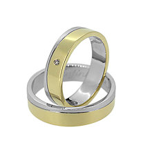 Prstene - Obrúčky z diagonálne kombinovaného bielo - žltého zlata - 9819201_