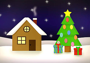 Grafika - Domček a vianočný stromček (veľké ozdoby) - 9818181_