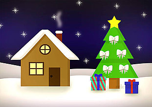 Grafika - Domček a vianočný stromček (mašličkové ozdoby) - 9818182_