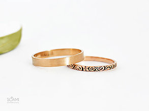 Prstene - 585/1000 zlaté snubné prstene , svadobné obrúčky (ružové zlato) - 9821606_