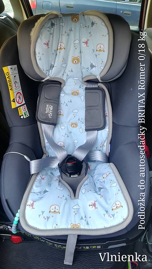 Detský textil - RUNO SHOP Hrejivý sedák do autosedačky 9-18 kg 100% Ovčie runo proti prechladnutiu a prehriatiu MACKO bledomodrý - 9821047_