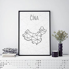 Grafika - ČÍNA, minimalistická mapa - 9821847_
