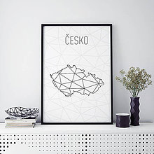 Grafika - ČESKO, minimalistická mapa - 9822542_