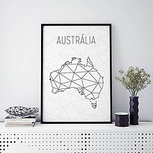 Grafika - AUSTRÁLIA, minimalistická mapa - 9822726_