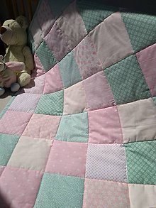 Detský textil - Detská deka Mint/Rose - 9823638_