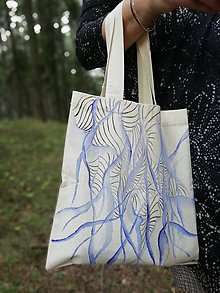 Nákupné tašky - Ručne maľovaná taška, Riasy - 9825395_