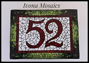 Tabuľky - Mozaikové číslo domu zeleno-červené - 9826028_