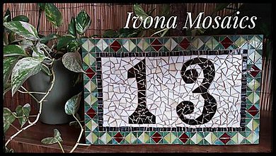 Tabuľky - Mozaikové číslo domu v zeleno-béžovej - 9826051_