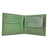 Luxusná peňaženka z pravej kože, ručne tamponovaná, zelená