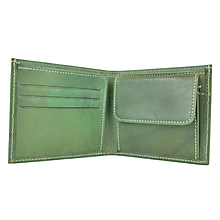 Peňaženky - Luxusná peňaženka z pravej kože, ručne tamponovaná, zelená - 9828116_
