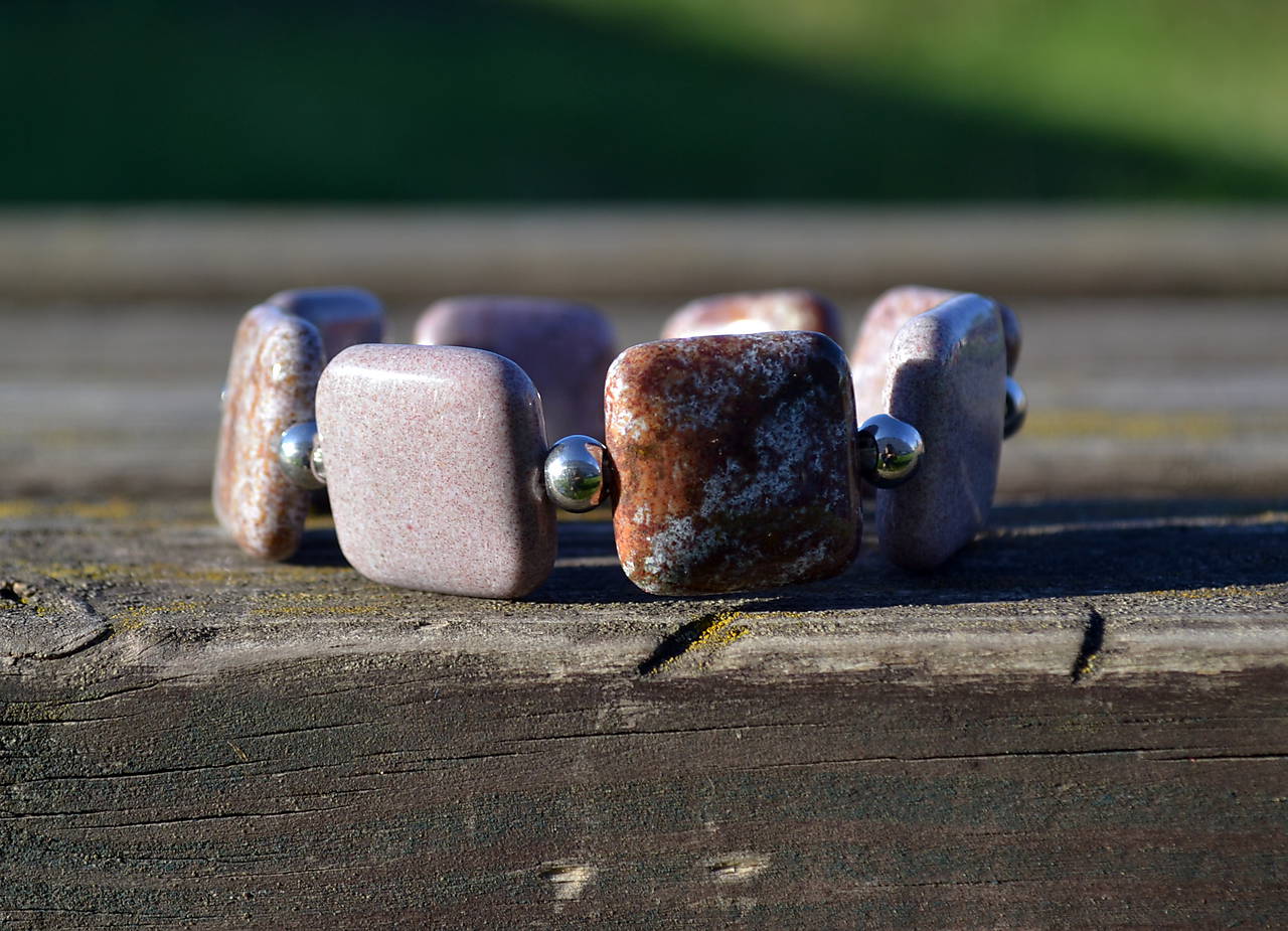 Achát s oceľou náramok