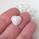 Komponenty - Sklenený perleťový kabošon / srdce 12x12mm (Biely) - 9831169_