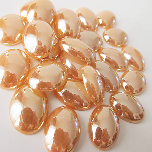 Komponenty - Sklenený perleťový kabošon / ovál 13x18mm (Zlato) - 9830817_