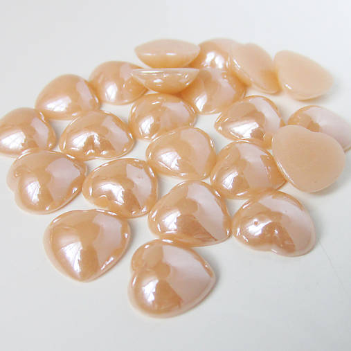 Sklenený perleťový kabošon / srdce 12x12mm (Telový)