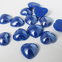 Komponenty - Sklenený perleťový kabošon / srdce 12x12mm (Kráľovská modrá) - 9831179_
