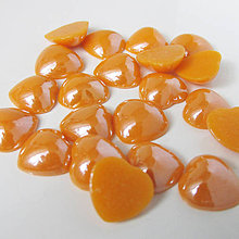 Komponenty - Sklenený perleťový kabošon / srdce 12x12mm (Pomaranč svetlý) - 9831186_