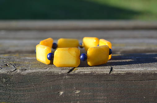 Jantárový nefrit a Lapis Lazuli náramok