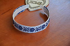 Ozdoby do vlasov - Folklórna čelenka s tmavomodrým ornamentom 2,5cm - 9830599_